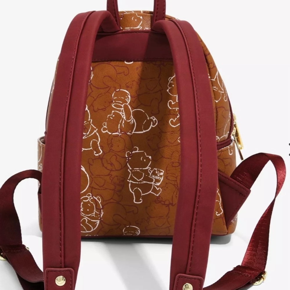 Disney Winnie Pooh Brown and Maroon Backpack - Picture 2 of 7